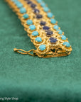 18K Italian Gold Bracelet with Sapphire and Turquoise