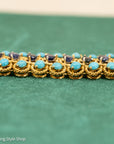 18K Italian Gold Bracelet with Sapphire and Turquoise