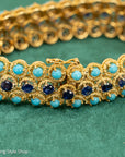 18K Italian Gold Bracelet with Sapphire and Turquoise
