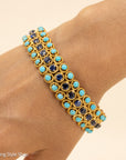 18K Italian Gold Bracelet with Sapphire and Turquoise