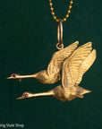 Vintage 14K Gold Flying Geese Brooch Pendant | Convertible Brooch Necklace