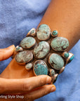 Sterling Silver Turquoise Cuff by Federico Jimenez Kingman, Lone Mountain, Blue Gem and Spiderweb | 5"+1" gap