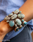Sterling Silver Turquoise Cuff by Federico Jimenez Kingman, Lone Mountain, Blue Gem and Spiderweb | 5"+1" gap