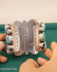 Sterling Silver Turquoise Cuff by Federico Jimenez Kingman, Lone Mountain, Blue Gem and Spiderweb | 5"+1" gap