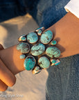 Sterling Silver Turquoise Cuff by Federico Jimenez Kingman, Lone Mountain, Blue Gem and Spiderweb | 5"+1" gap