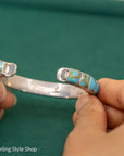 Small Wrist Turquoise Cuff Bracelet by Federico Jimenez | Sterling Silver | Vintage Style | 5.75 inches