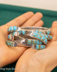 Small Wrist Turquoise Cuff Bracelet by Federico Jimenez | Sterling Silver | Vintage Style | 5.75 inches