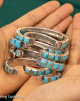 Small Wrist Turquoise Cuff Bracelet by Federico Jimenez | Sterling Silver | Vintage Style | 5.75 inches