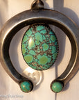 Vintage Navajo Sterling Silver Bead Necklace with Naja Pendant and 10 Coin Charms