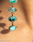 Federico Jimenez Long Turquoise Drop Earrings, Spiderweb No 8 Kingman Turquoise Sterling Silver Shoulder Dusters