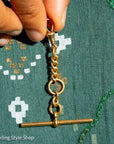 18K Gold Chain Extender with T-Bar & Dog Clip – 6.4g, Stamped Links, 2” Extension
