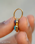 14K Gold Heart Charm – Lapis Lazuli & Turquoise Clover Pendant