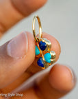 14K Gold Heart Charm – Lapis Lazuli & Turquoise Clover Pendant