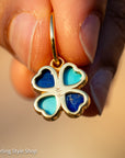 14K Gold Heart Charm – Lapis Lazuli & Turquoise Clover Pendant
