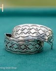 Sterling Silver Shiny Half Hoop Earrings – Chimney Butte Studio by Juan Guerrero – Navajo Screw Back Hoops