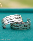 Sterling Silver Shiny Half Hoop Earrings – Chimney Butte Studio by Juan Guerrero – Navajo Screw Back Hoops