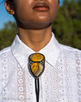 Chimney Butte Sterling Silver BumblebeeJasper Bolo Tie – Beaded & Bezel Work – Southwestern Jewelry - Unisex