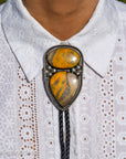 Chimney Butte Sterling Silver BumblebeeJasper Bolo Tie – Beaded & Bezel Work – Southwestern Jewelry - Unisex