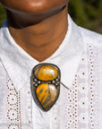 Chimney Butte Sterling Silver BumblebeeJasper Bolo Tie – Beaded & Bezel Work – Southwestern Jewelry - Unisex