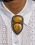 Chimney Butte Sterling Silver BumblebeeJasper Bolo Tie – Beaded & Bezel Work – Southwestern Jewelry - Unisex