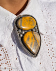 Chimney Butte Sterling Silver BumblebeeJasper Bolo Tie – Beaded & Bezel Work – Southwestern Jewelry - Unisex