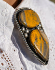 Chimney Butte Sterling Silver BumblebeeJasper Bolo Tie – Beaded & Bezel Work – Southwestern Jewelry - Unisex