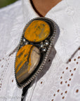 Chimney Butte Sterling Silver BumblebeeJasper Bolo Tie – Beaded & Bezel Work – Southwestern Jewelry - Unisex