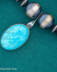 Chimney Butte Navajo Squash Blossom Necklace | Genuine Sonoran Turquoise Statement Jewelry | Vintage Sterling Silver Naja Necklace 24”