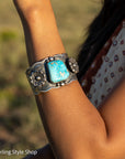 Navajo Chimney Butte Blue Bird Turquoise Sterling Silver Cuff Bracelet – Handcrafted & Signed