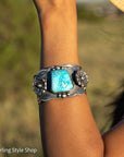 Navajo Chimney Butte Blue Bird Turquoise Sterling Silver Cuff Bracelet – Handcrafted & Signed
