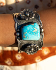 Navajo Chimney Butte Blue Bird Turquoise Sterling Silver Cuff Bracelet – Handcrafted & Signed