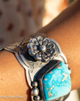 Navajo Chimney Butte Blue Bird Turquoise Sterling Silver Cuff Bracelet – Handcrafted & Signed