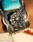 Navajo Chimney Butte Blue Bird Turquoise Sterling Silver Cuff Bracelet – Handcrafted & Signed