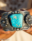 Navajo Chimney Butte Blue Bird Turquoise Sterling Silver Cuff Bracelet – Handcrafted & Signed