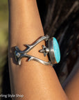 Navajo Chimney Butte Sonoran Turquoise Sand Cast Sterling Silver Cuff – Handcrafted & Signed