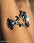 Navajo Chimney Butte Sonoran Turquoise Sand Cast Sterling Silver Cuff – Handcrafted & Signed