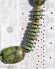 Long Kingman, Chinese & Hubei Turquoise Heishi Necklace – Handmade by Zia & Pueblo Artist Jennifer Lynn Correa – 37” Statement Beaded Necklace – 282g