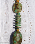 Long Kingman, Chinese & Hubei Turquoise Heishi Necklace – Handmade by Zia & Pueblo Artist Jennifer Lynn Correa – 37” Statement Beaded Necklace – 282g