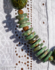 Long Kingman, Chinese & Hubei Turquoise Heishi Necklace – Handmade by Zia & Pueblo Artist Jennifer Lynn Correa – 37” Statement Beaded Necklace – 282g