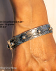 Chimney Butte Sterling Silver Ball, Beaded or Stamped Bangle Bracelet – Stackable Southwestern Jewelry - Oxidized