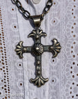 Chimney Butte Sterling Silver Cross Pendant – 3.5” Handcrafted & Signed Navajo Jewelry – Southwestern Statement Pendant