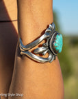 Navajo Chimney Butte Sand Cast Sterling Silver & Turquoise Cuff Bracelet – Native American Jewelry