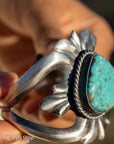 Navajo Chimney Butte Sand Cast Sterling Silver & Turquoise Cuff Bracelet – Native American Jewelry