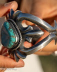 Navajo Chimney Butte Sand Cast Sterling Silver & Turquoise Cuff Bracelet – Native American Jewelry
