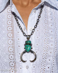 Chimney Butte Sonoran Turquoise Naja Pendant – Navajo Symbolism – Sterling Silver 3.5” – Native American Jewelry