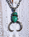 Chimney Butte Sonoran Turquoise Naja Pendant – Navajo Symbolism – Sterling Silver 3.5” – Native American Jewelry
