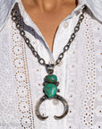 Chimney Butte Sonoran Turquoise Naja Pendant – Navajo Symbolism – Sterling Silver 3.5” – Native American Jewelry