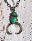 Chimney Butte Sonoran Turquoise Naja Pendant – Navajo Symbolism – Sterling Silver 3.5” – Native American Jewelry