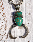 Chimney Butte Sonoran Turquoise Naja Pendant – Navajo Symbolism – Sterling Silver 3.5” – Native American Jewelry