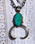 Chimney Butte Sonoran Turquoise Naja Pendant – 3.5” Sterling Silver & Signed Navajo Jewelry – Southwestern Statement Pendant